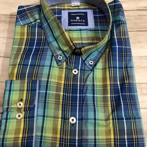 Men NEW Babista Europe 2XL Plaid L/S Shirt N16